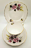 Royal Vale Bone China from England Trio - Roses and Pansies
