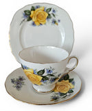 Vintage Royal Vale Ridgway Potteries Trio "Yellow Rose" c. 1950