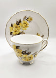 Royal Vale Bone China Yellow Roses Tea Cup & Saucer 1950s