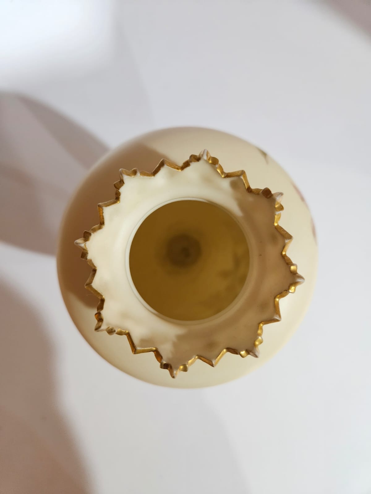 A Royal Worcester blush ivory vase with gilt and floral decoration dated 1879