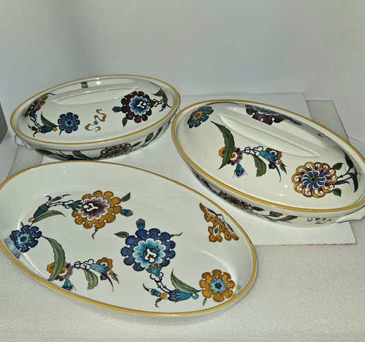 Royal Worcester England Palmyra "Bride of the Desert" set of 3 Oval Casserole Dishes