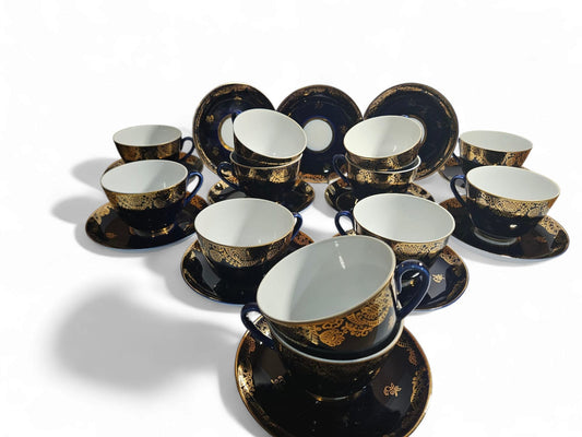 12 x Lomonosov USSR Cobalt blue & 22K gilded duos /Price per duo $30