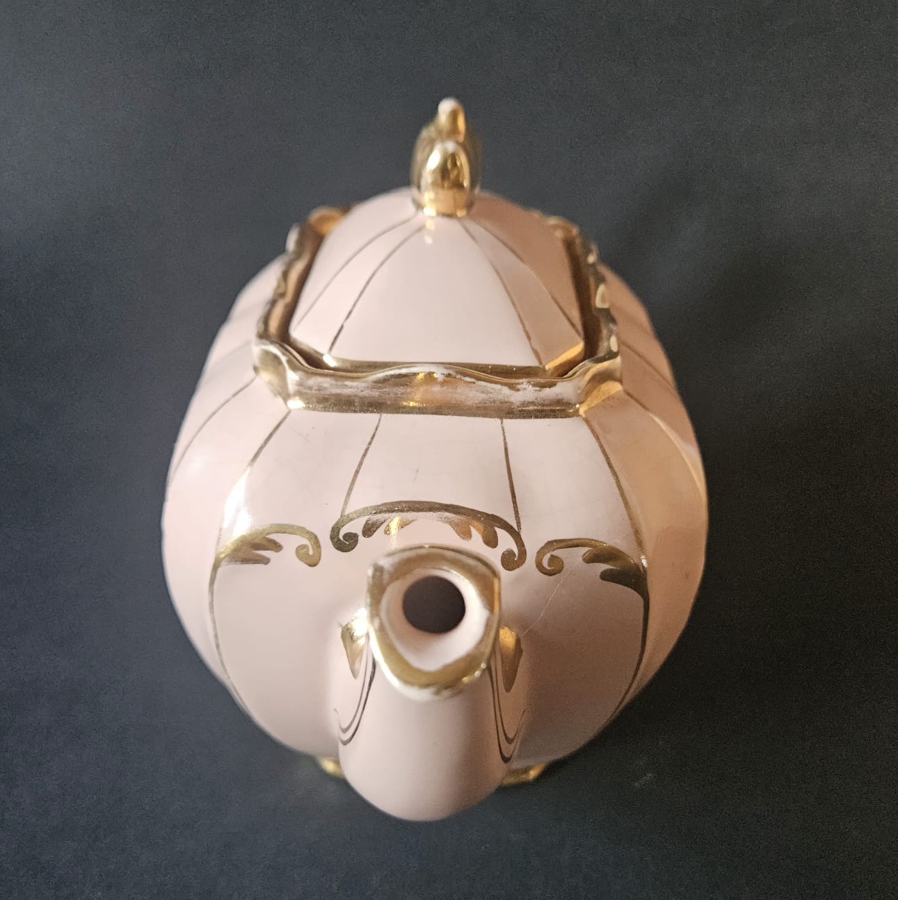 Vintage Sadler Cube Teapot Pink with Gold Gilding 1930s