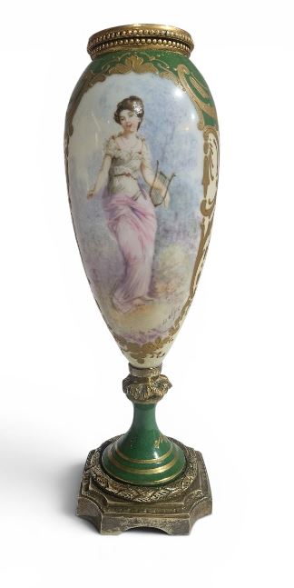 Late 19th-century Sèvres porcelain and ormolu mounted hand-painted vase