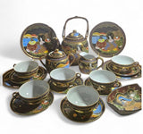 Japanese Satsuma Moriage Eggshell Tea/Coffee 22-piece Set, Hand-painted.