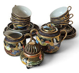 Japanese Satsuma Moriage Eggshell Tea/Coffee 20-piece Set, Hand-painted.