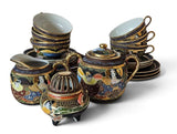Japanese Satsuma Moriage Eggshell Tea/Coffee 20-piece Set, Hand-painted.