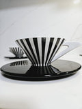 2 Saywell Coffee Cups and saucers Black & White Stripes - Rare find