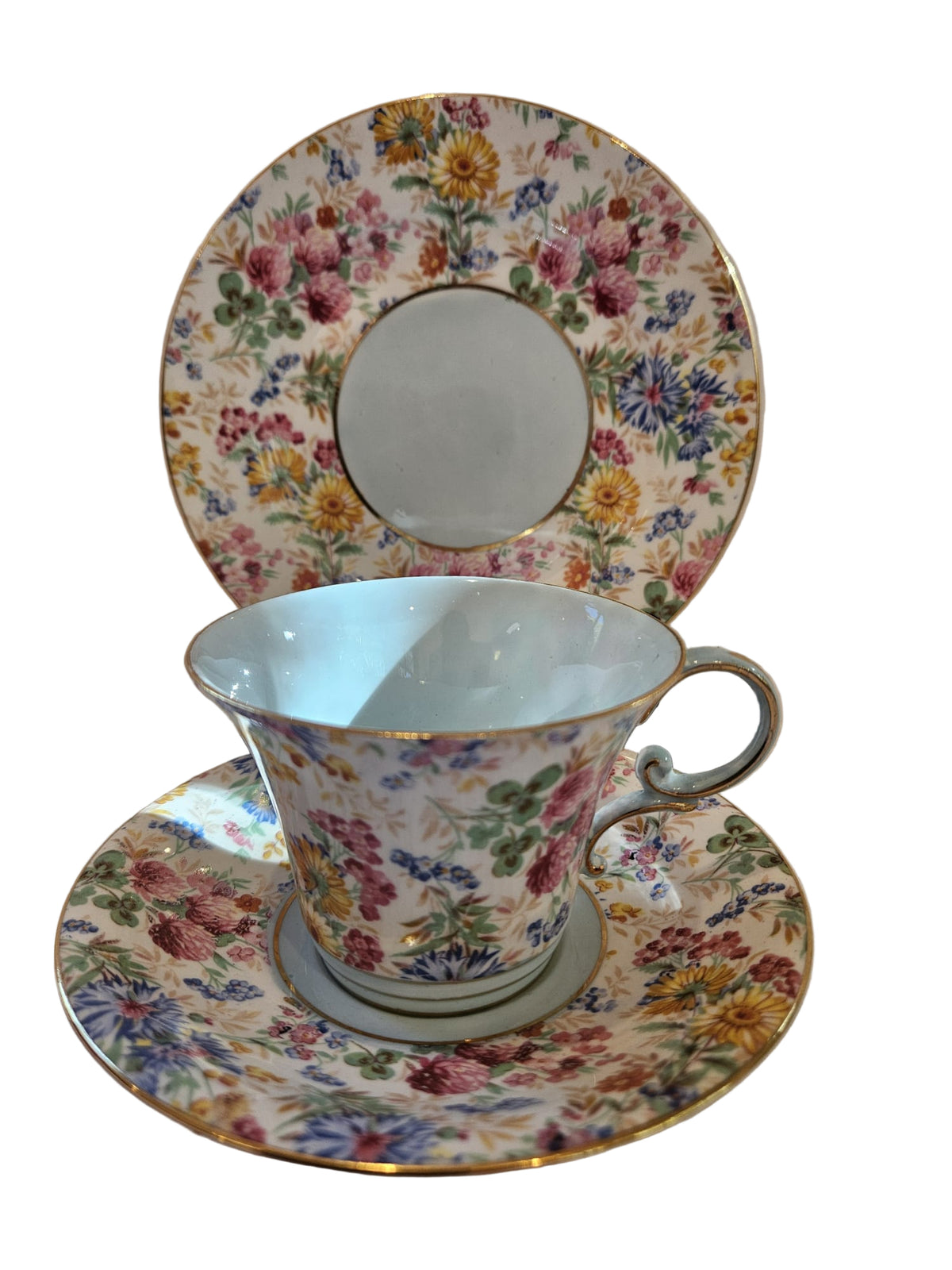 Rare Vintage Aynsley "Summer" Chintz Trio c.1940