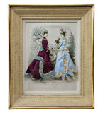 Antique La Mode Illustree 3D Print in Shadow Box Gold Frame c1875
