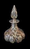 Antique Art Nouveau 8-Lobed Glass Perfume Bottle with Silver Overlay c.1895