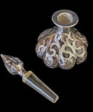 Antique Art Nouveau 8-Lobed Glass Perfume Bottle with Silver Overlay c.1895