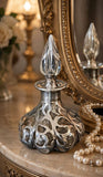 Antique Art Nouveau 8-Lobed Glass Perfume Bottle with Silver Overlay c.1895
