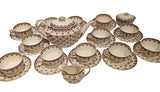 Spode Fleur De Lis Brown earthenware 24 pc Tea set c.1960