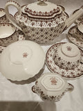 Spode Fleur De Lis Brown earthenware 24 pc Tea set c.1960