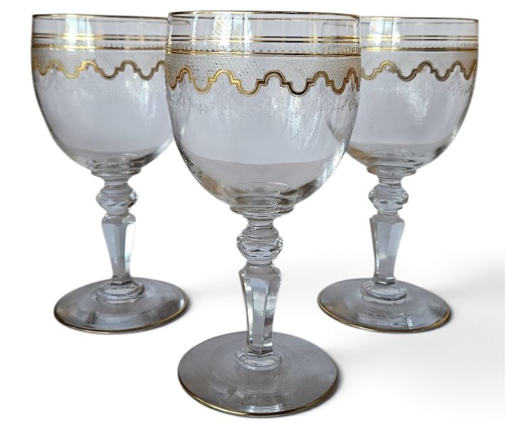 Antique Saint Louis French crystal Wine Glass in Beethoven pattern (3)