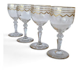 4 x Saint Louis French Crystal Glass Cordial Goblets in Beethoven circa 1910