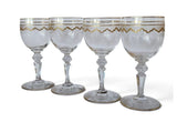 4 x Saint Louis French Crystal Glass Cordial Goblets in Beethoven circa 1910