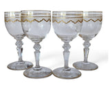 4 x Saint Louis French Crystal Glass Cordial Goblets in Beethoven circa 1910