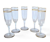 Vintage French Crystal Champagne Flute with Etched pattern and Gold Ribbon (5)