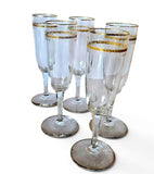 Vintage French Crystal Champagne Flute with Etched pattern and Gold Ribbon (5)