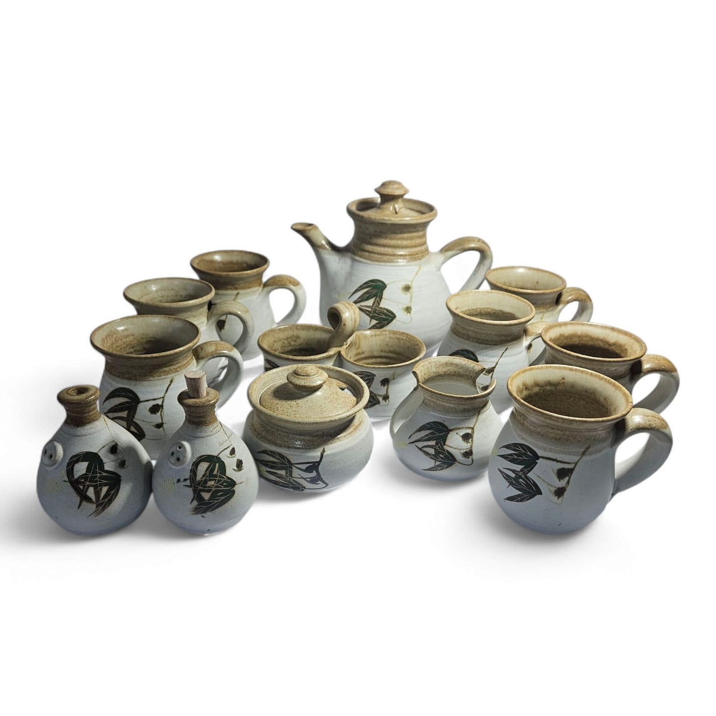 Vintage Stephen's Stonehaven Pottery 13pcs Coffee Set - Handcrafted Australian Studio