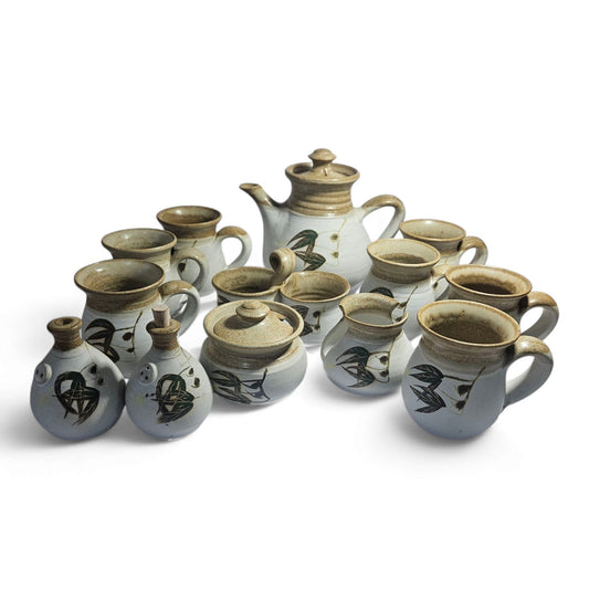 Vintage Stephen's Stonehaven Pottery 13pcs Coffee Set - Handcrafted Australian Studio