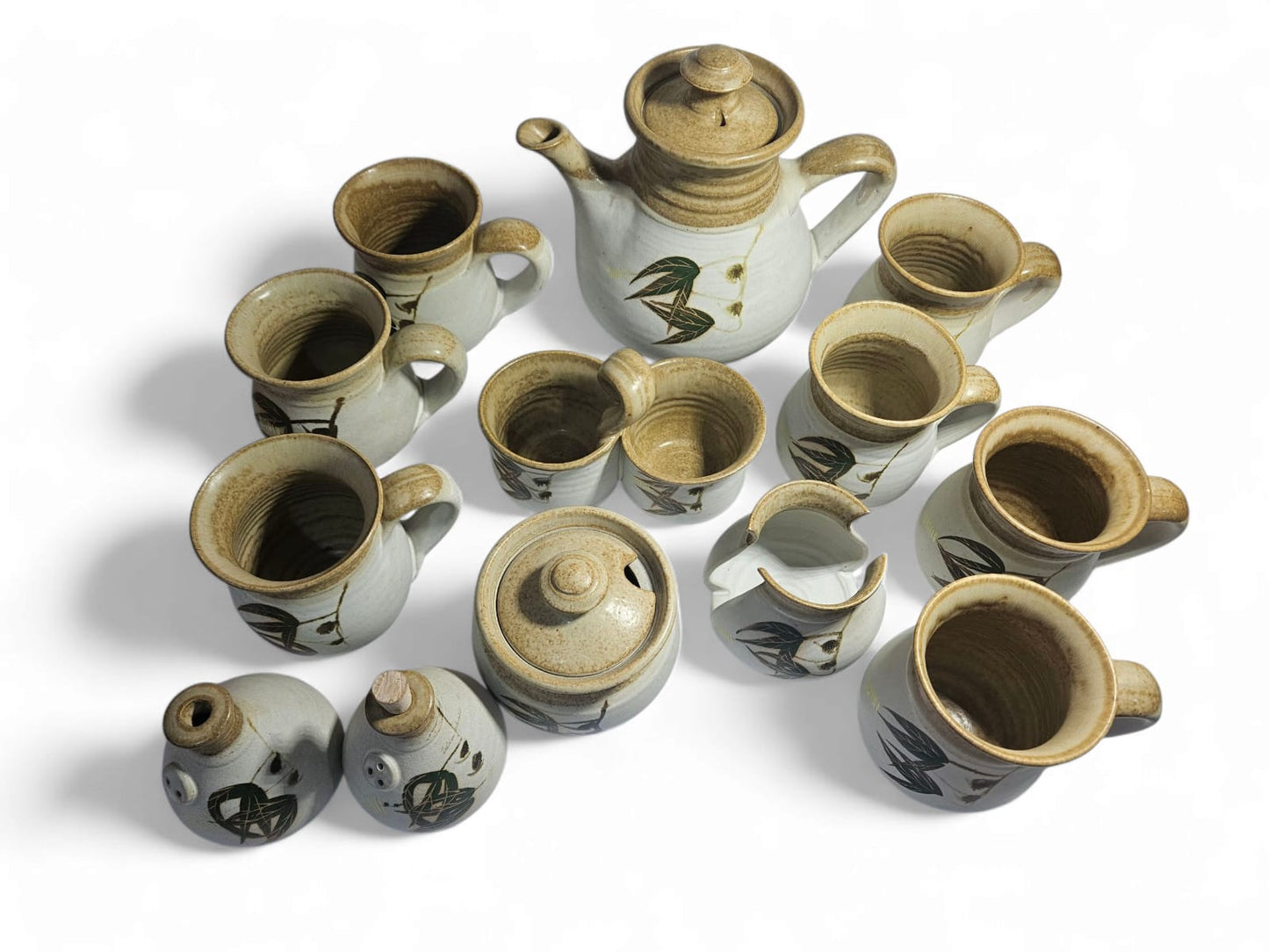 Vintage Stephen's Stonehaven Pottery 13pcs Coffee Set - Handcrafted Australian Studio