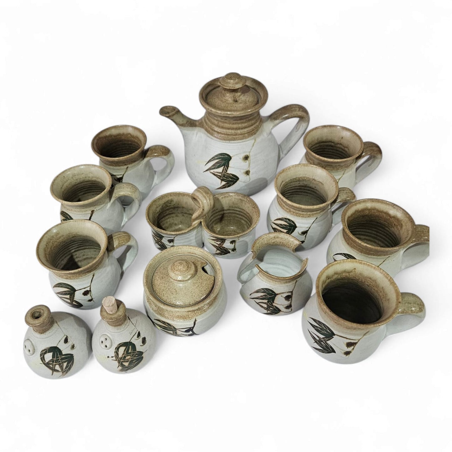 Vintage Stephen's Stonehaven Pottery 13pcs Coffee Set - Handcrafted Australian Studio