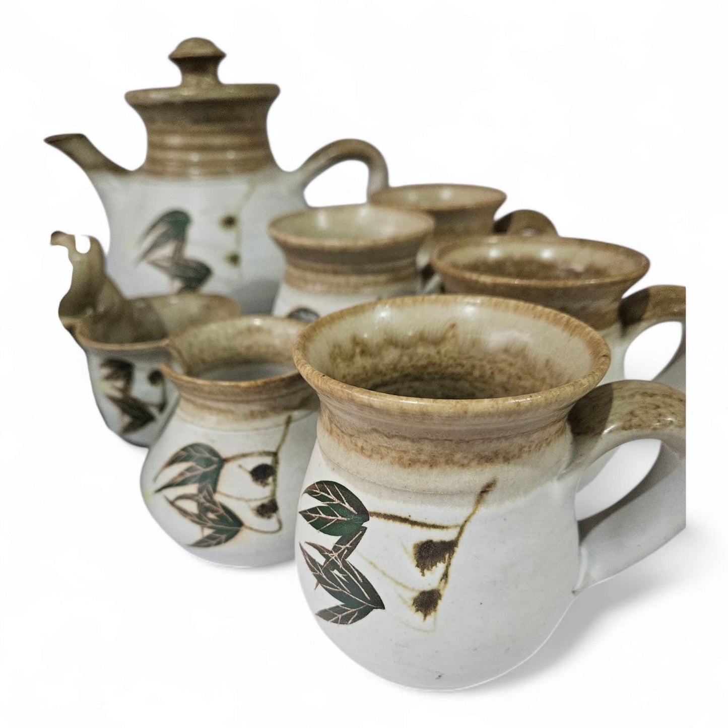 Vintage Stephen's Stonehaven Pottery 13pcs Coffee Set - Handcrafted Australian Studio
