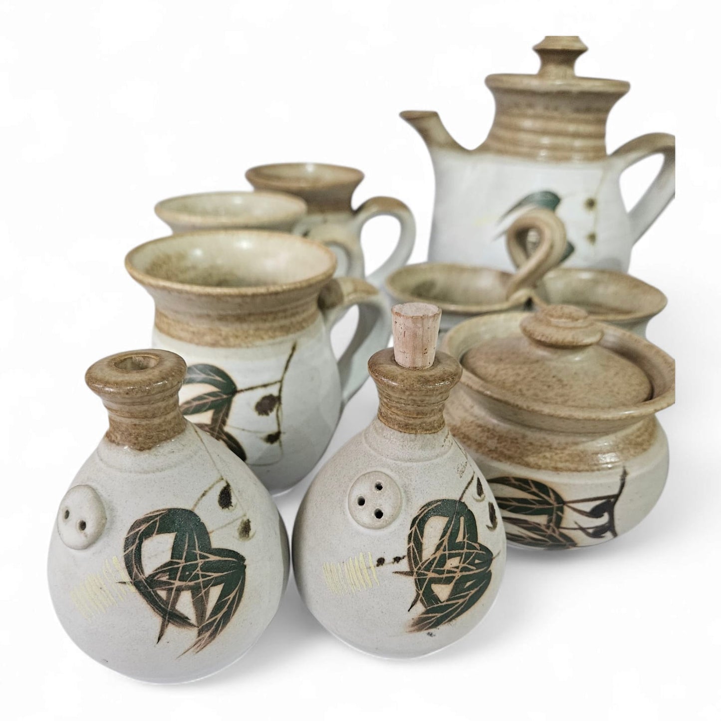 Vintage Stephen's Stonehaven Pottery 13pcs Coffee Set - Handcrafted Australian Studio