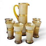 MCM Sugar frosted and gold plated glass cocktail jug and tumblers set