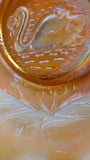 Crown Crystal Marigold Carnival Glass"Swan" Nappy Bowl