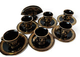 1970s Spyropoulos 24k Greek 6 x coffee Cup & Saucer & napkin holder