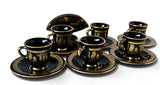 1970s Spyropoulos 24k Greek 6 x coffee Cup & Saucer & napkin holder