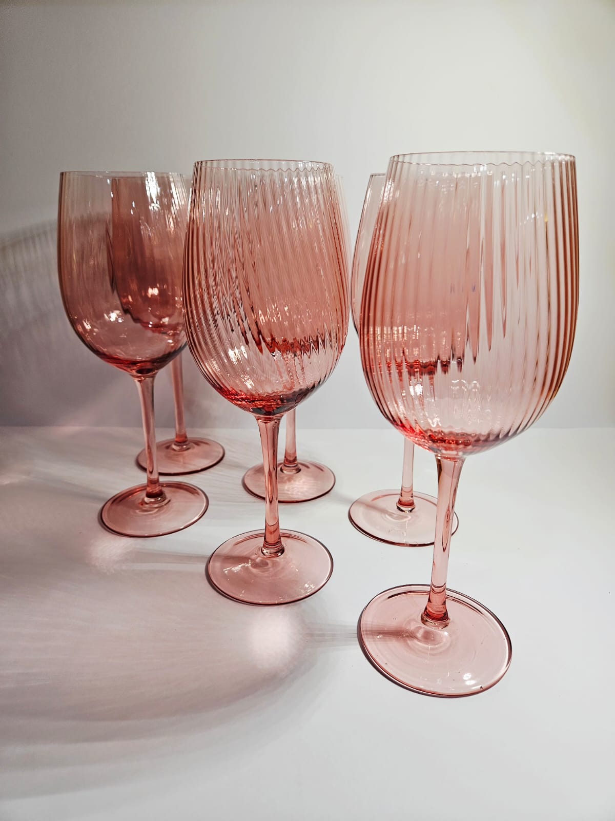 6pc Tempa Thalia 420ml Stemmed Crystal Wine Glass Goblet Set Pink Quartz