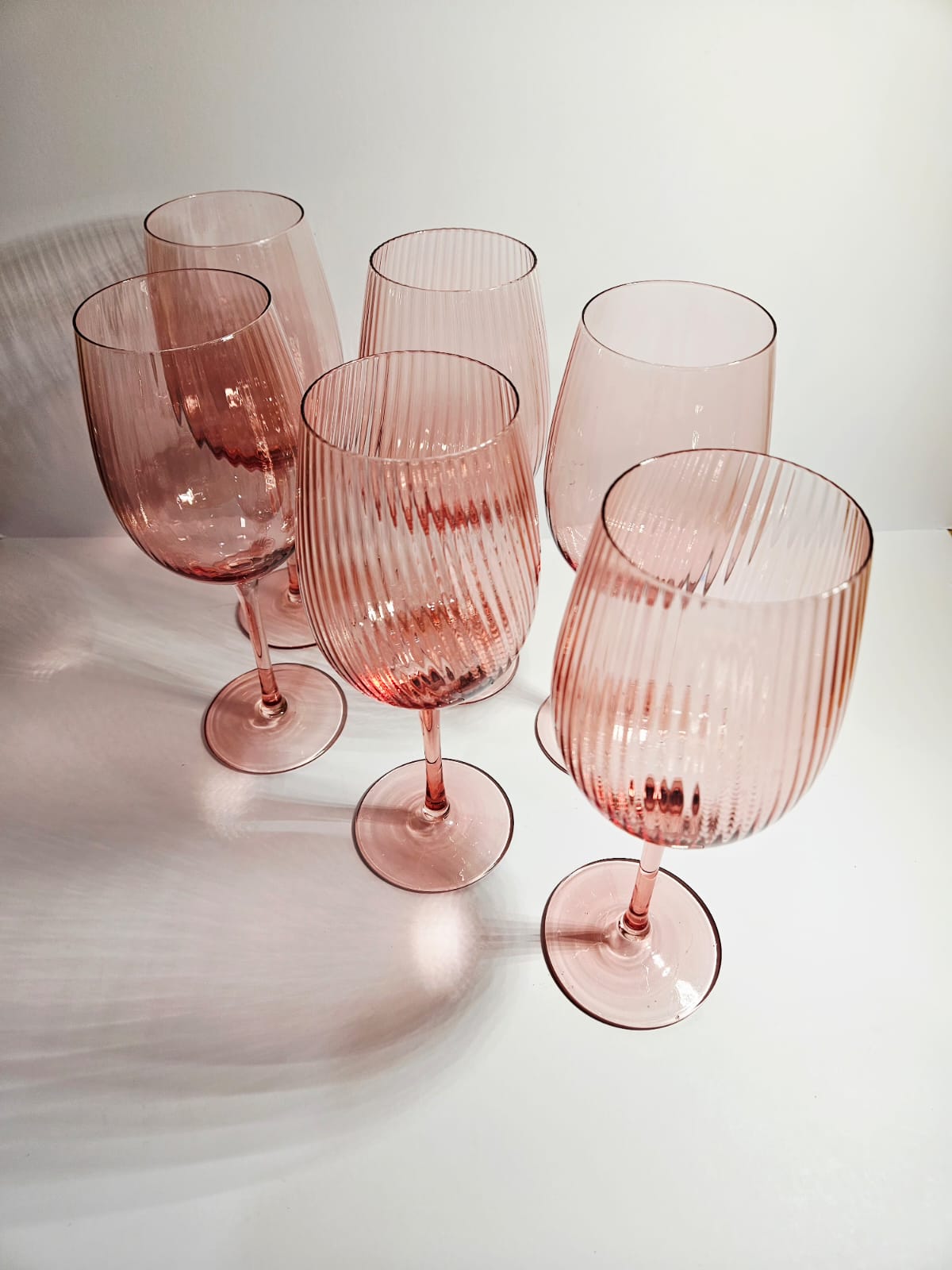 6pc Tempa Thalia 420ml Stemmed Crystal Wine Glass Goblet Set Pink Quartz