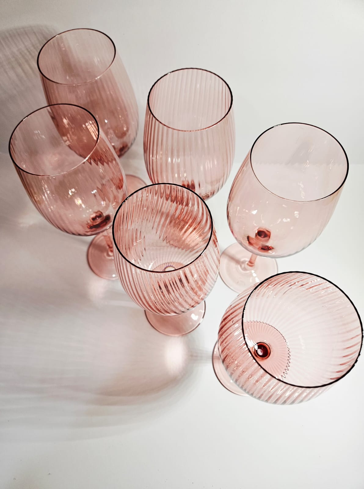 6pc Tempa Thalia 420ml Stemmed Crystal Wine Glass Goblet Set Pink Quartz