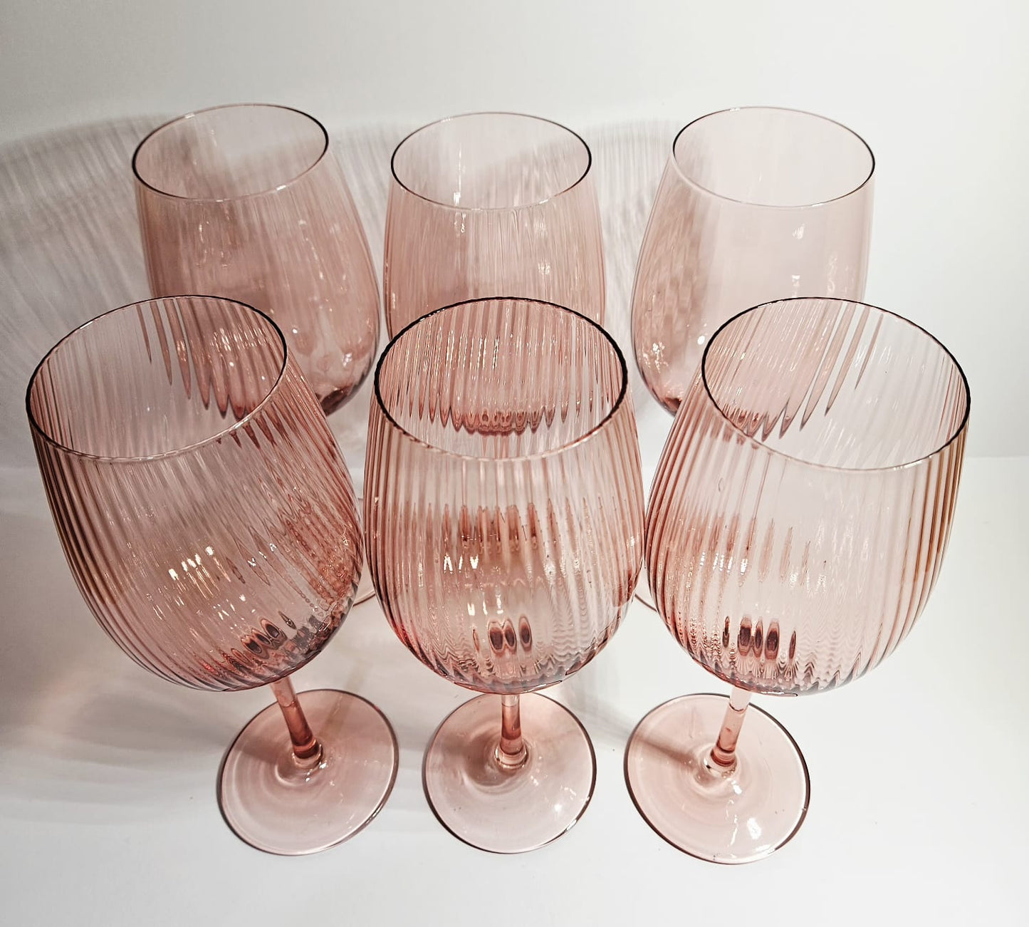 6pc Tempa Thalia 420ml Stemmed Crystal Wine Glass Goblet Set Pink Quartz
