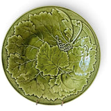 Antique T. G. Green England Green Majolica Grapes Leaves Plate 23.5 cm