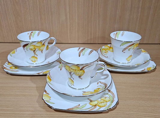 Art Deco Vintage China Tea Set Trio (3 sets) Taylor and Kent Longton #6087