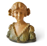 Art Nouveau polychrome terracotta bust of a young lady, c.1900