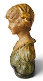 Art Nouveau polychrome terracotta bust of a young lady, c.1900