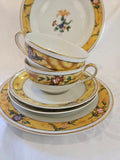 Theodore Haviland Limoges two Tea set Trio Yellow Floral c.1960