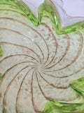 Vintage Green White w/ Copper Aventurine Art Glass Bowl, Fratelli Toso, Murano Italy