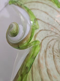 Vintage Green White w/ Copper Aventurine Art Glass Bowl, Fratelli Toso, Murano Italy