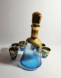 Vintage Murano "Tre Fuochi" Salvadori 24 ct Gold glass decanter and 6 shot glasses