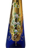 Murano Cobalt Blue Glass Decanter 24K Gold Leaf Hand Painted 5 Wine Glasses