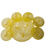 Frosted Art Deco Yellow Depression Glass Trifle/Jelly set - 7pcs