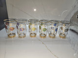 Vintage set of 6 Gold Flowers and Gold rimmed glasses - 1960s